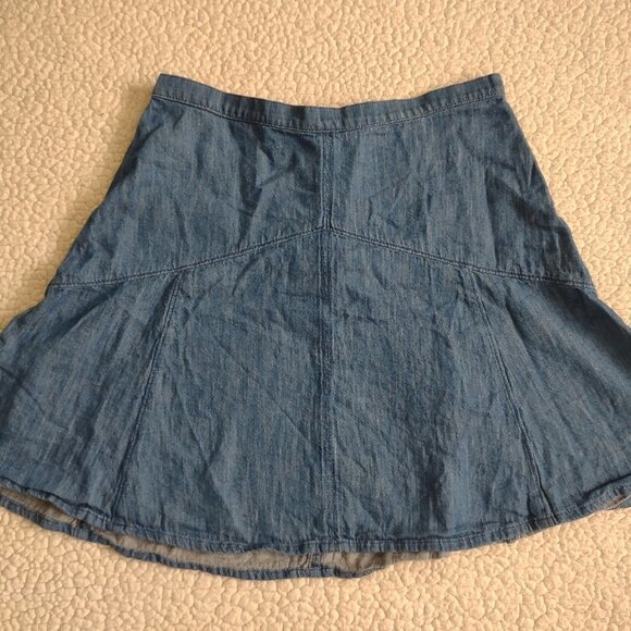 Madewell blue Cotton Linen blend denim flared panel mini skirt ladies size 2 - Picture 1 of 4